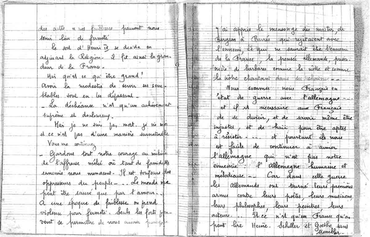 Extraits du cahier de Denise Bardet